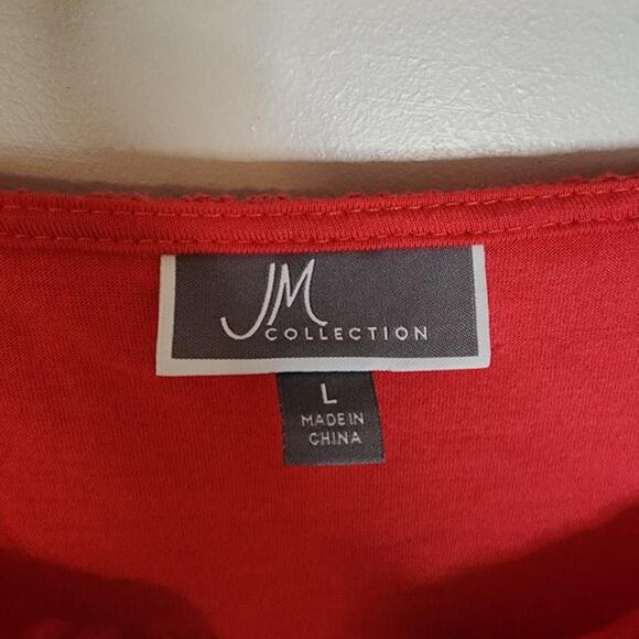 JM Collection Women's Top Large Lace Shell on Lining 3/4 Sleeve Gold Chain Neck - Picture 4 of 11